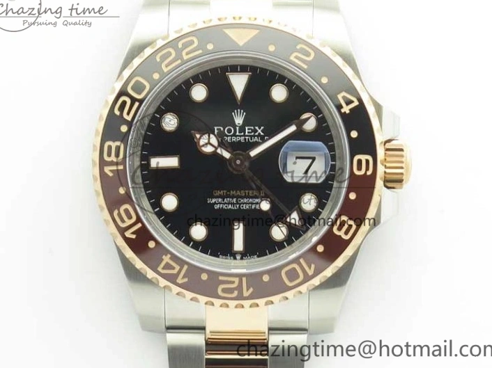 MiroTime 0518 AllSeason GMT-Master II 126711CHNR Black Brown Ceramic Bezel 904L SS RG GMF Best Edition Black Dial on 904L SS RG Bracelet A 3409